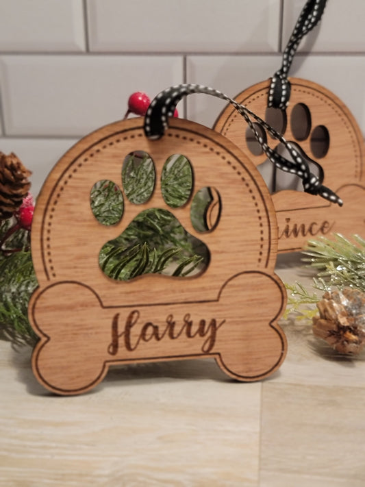 Christmas Dog Paw Ornament